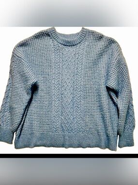 LC Lauren Conrad Women’s XL Blue Cable‑Knit Sweater – Soft Textured Knit